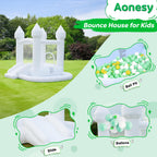 AONESY White Bounce House — Indoor/Outdoor Inflatable with Ball Pit & Slide