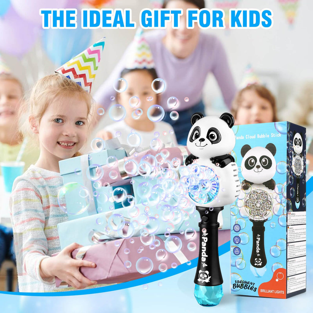 Aooess Panda Bubble Wand – USB Rechargeable Bubble Machine for Kids 4-8, Outdoor Party Toy