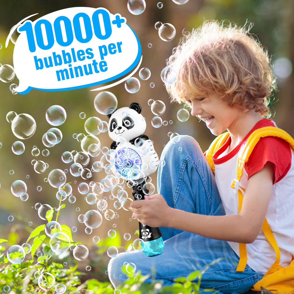 Aooess Panda Bubble Wand – USB Rechargeable Bubble Machine for Kids 4-8, Outdoor Party Toy