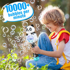 Aooess Panda Bubble Wand – USB Rechargeable Bubble Machine for Kids 4-8, Outdoor Party Toy