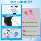 Aooess Panda Bubble Wand – USB Rechargeable Bubble Machine for Kids 4-8, Outdoor Party Toy