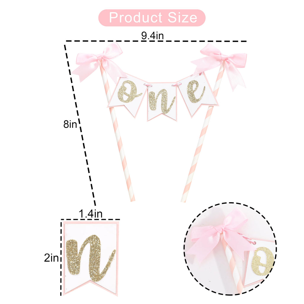 AOQURE Pink Bow Ribbon Cake Topper – Coquette Themed Birthday Decoration