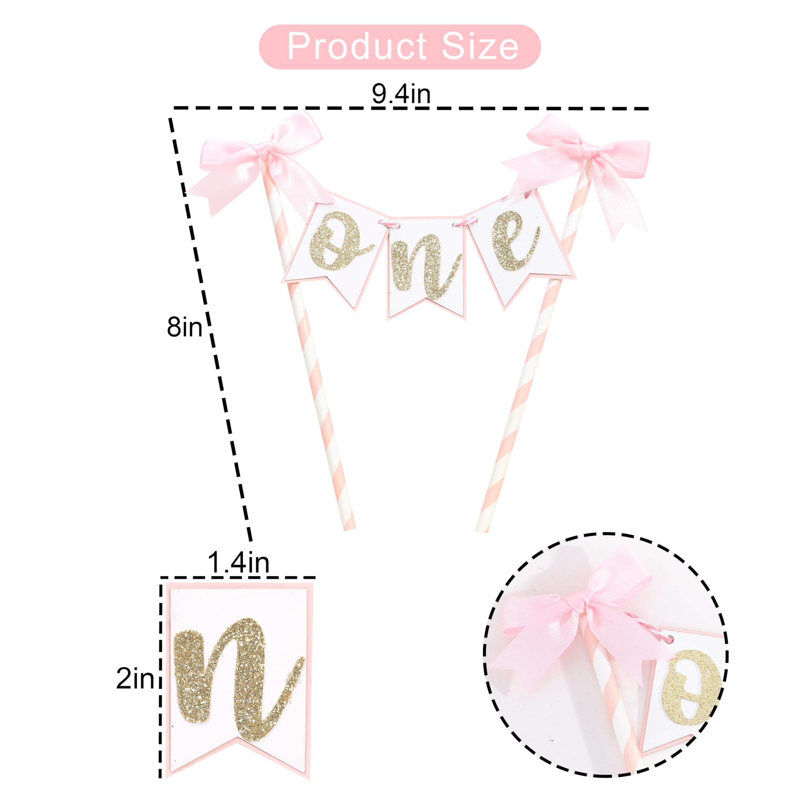 AOQURE Pink Bow Ribbon Cake Topper – Coquette Themed Birthday Decoration