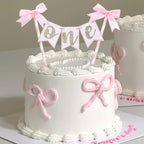 AOQURE Pink Bow Ribbon Cake Topper – Coquette Themed Birthday Decoration