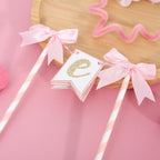 AOQURE Pink Bow Ribbon Cake Topper – Coquette Themed Birthday Decoration