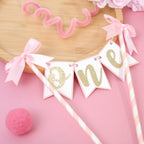 AOQURE Pink Bow Ribbon Cake Topper – Coquette Themed Birthday Decoration