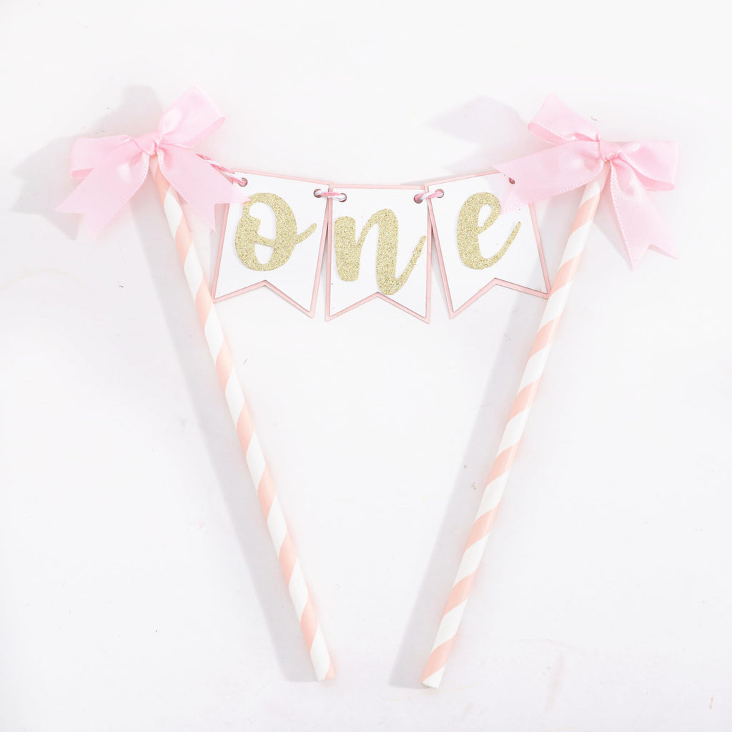 AOQURE Pink Bow Ribbon Cake Topper – Coquette Themed Birthday Decoration