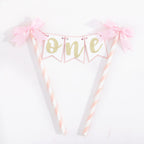 AOQURE Pink Bow Ribbon Cake Topper – Coquette Themed Birthday Decoration