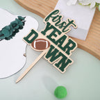 AOQURE Wooden First Year Down Cake Topper – Football 1st Birthday Decor