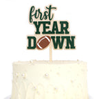 AOQURE Wooden First Year Down Cake Topper – Football 1st Birthday Decor
