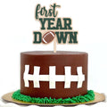 AOQURE Wooden First Year Down Cake Topper – Football 1st Birthday Decor