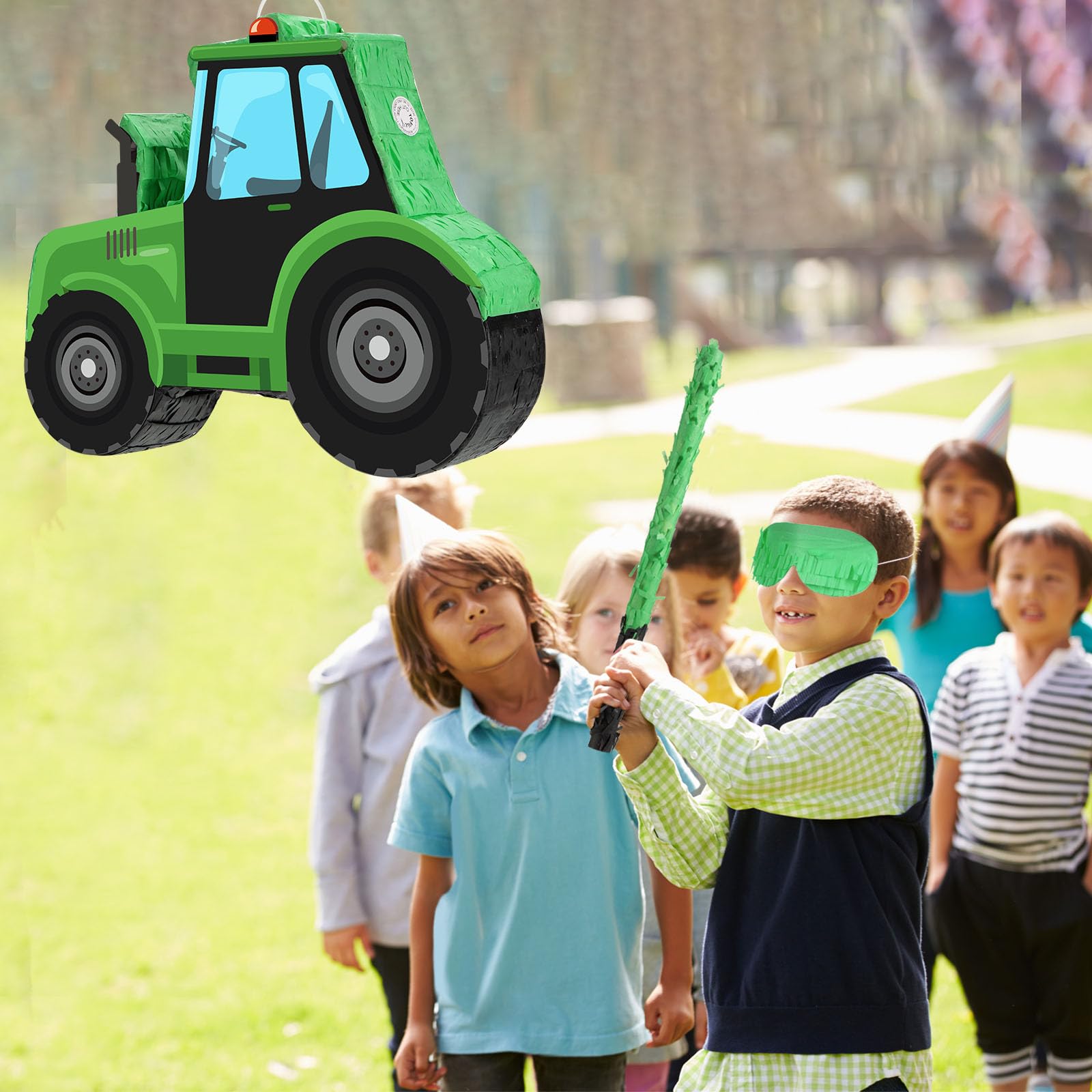 Aoriher Construction Tractor Piñata with Blindfold & Bat – Birthday Party Decor