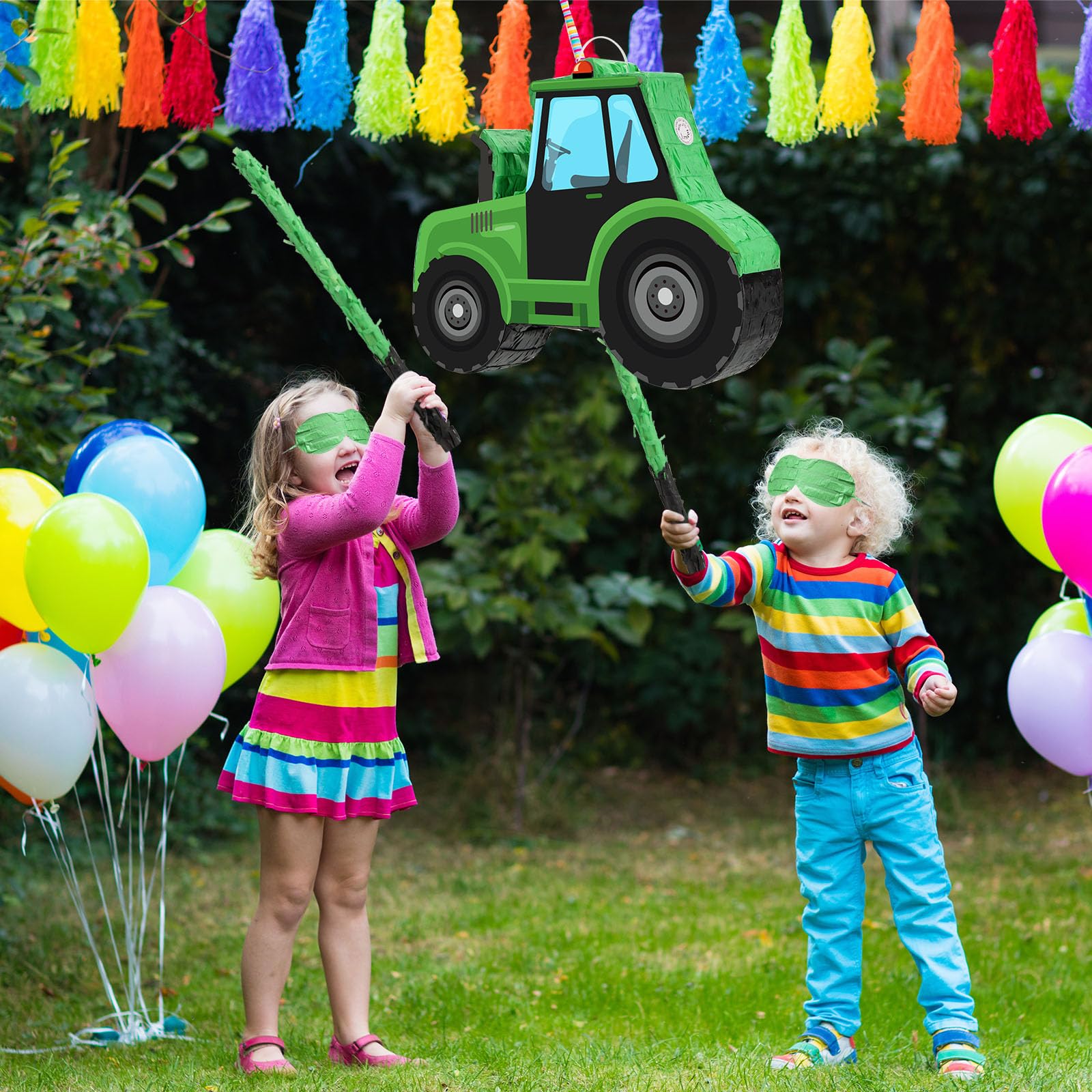 Aoriher Construction Tractor Piñata with Blindfold & Bat – Birthday Party Decor