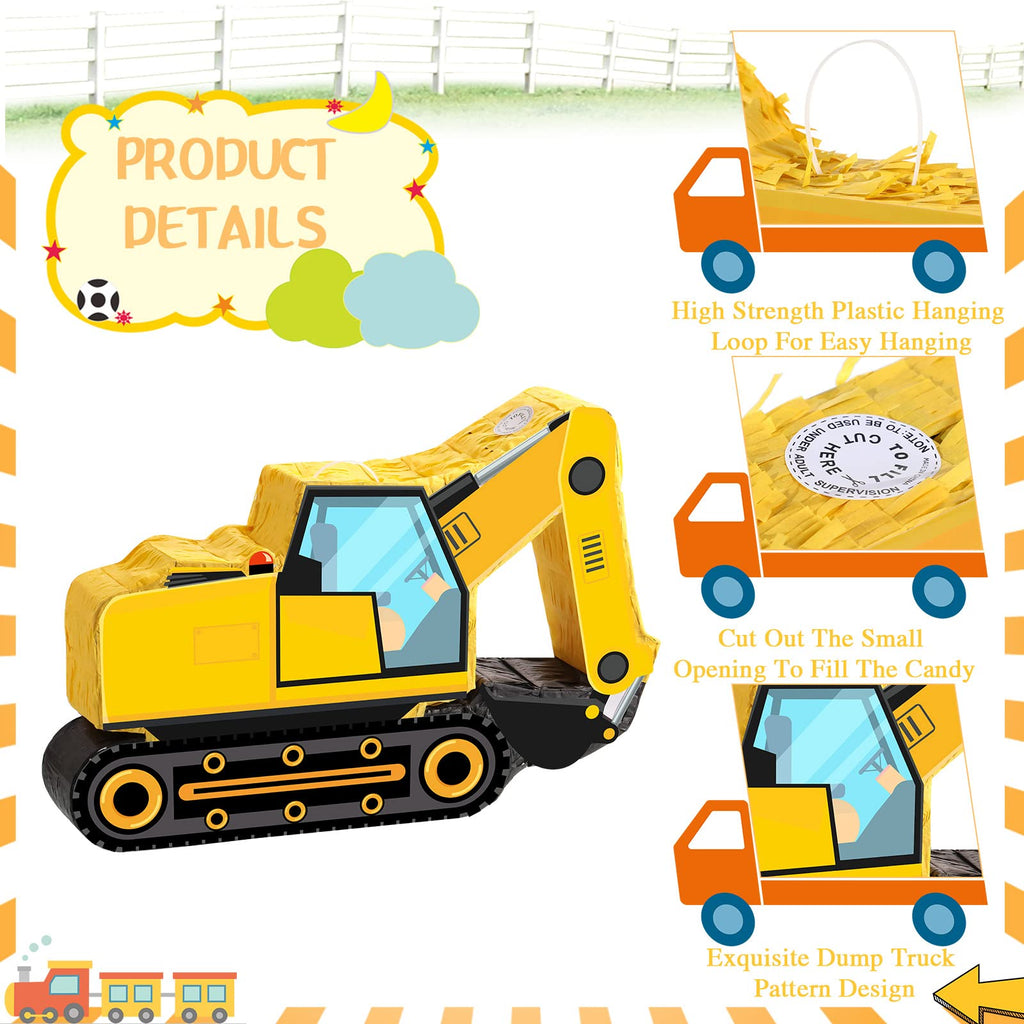 Aoriher Construction Dump Excavator Pinata – Birthday Party Decor & Fun Fillable Pinata