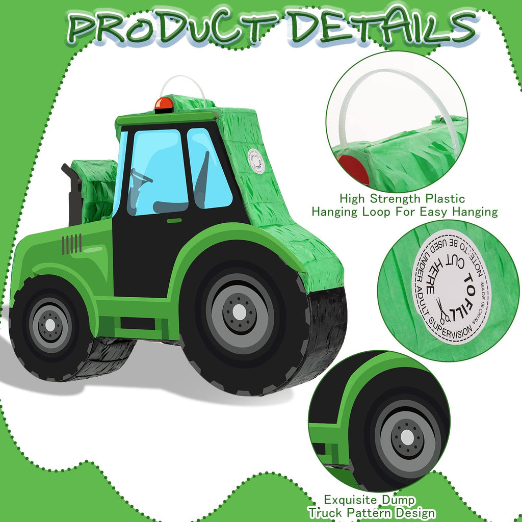 Aoriher Construction Tractor Piñata with Blindfold & Bat – Birthday Party Decor
