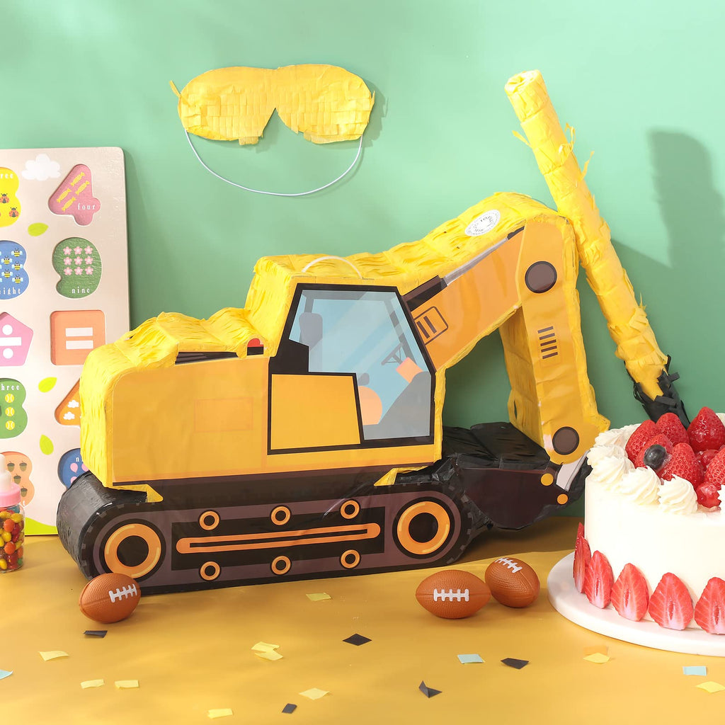 Aoriher Construction Dump Excavator Pinata – Birthday Party Decor & Fun Fillable Pinata