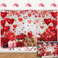 APDECCLK Happy Valentine's Day Backdrop – White Brick Wall with Red Hearts & Balloons, 82x59 in Photography Background