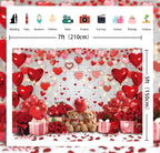 APDECCLK Happy Valentine's Day Backdrop – White Brick Wall with Red Hearts & Balloons, 82x59 in Photography Background