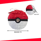 APINATA4U Red and White Ball Pinata – 16x4in for Poke Parties, Video Game Nights, Birthdays & More