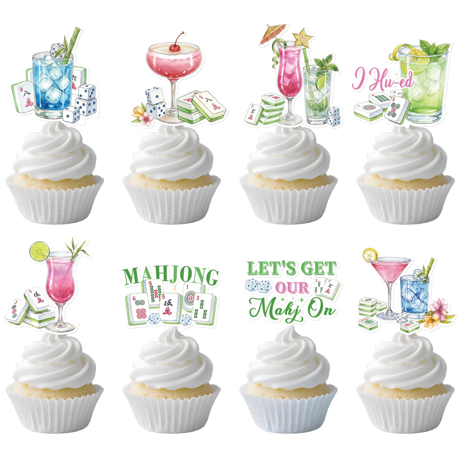 Aposwow Mahjong Cupcake Toppers – 32-Piece Party Decorations