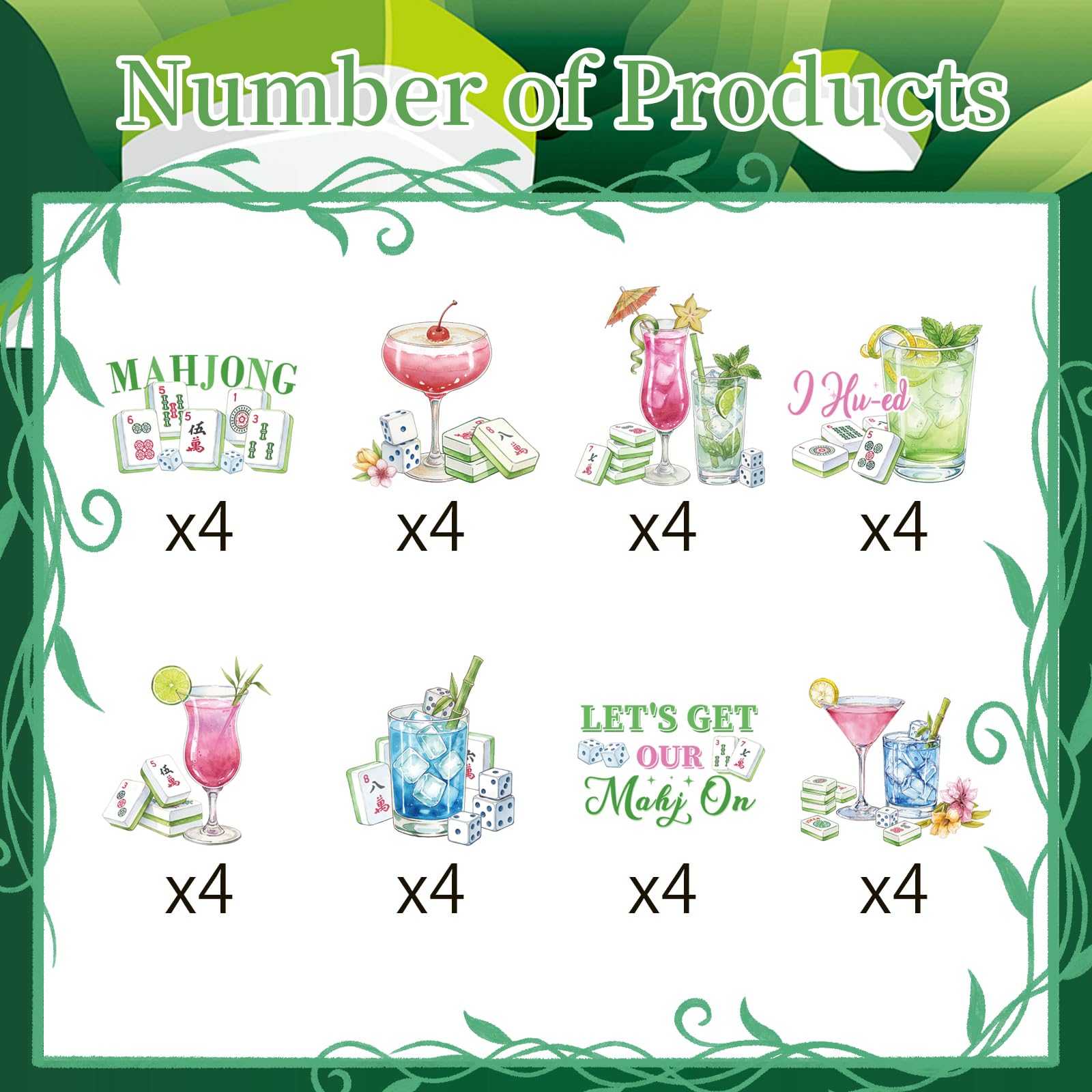 Aposwow Mahjong Cupcake Toppers – 32-Piece Party Decorations