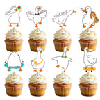 Aposwow One Goose Birthday Decor - 40-Pack Goose Cupcake Toppers for Party Fun