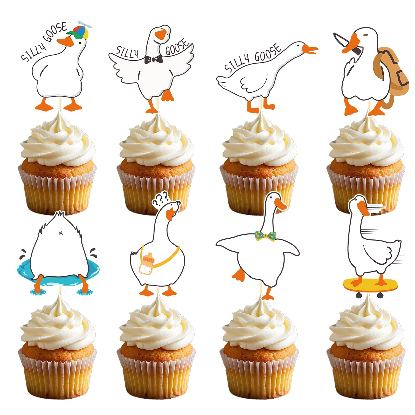Aposwow One Goose Birthday Decor - 40-Pack Goose Cupcake Toppers for Party Fun