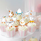 Aposwow One Goose Birthday Decor - 40-Pack Goose Cupcake Toppers for Party Fun