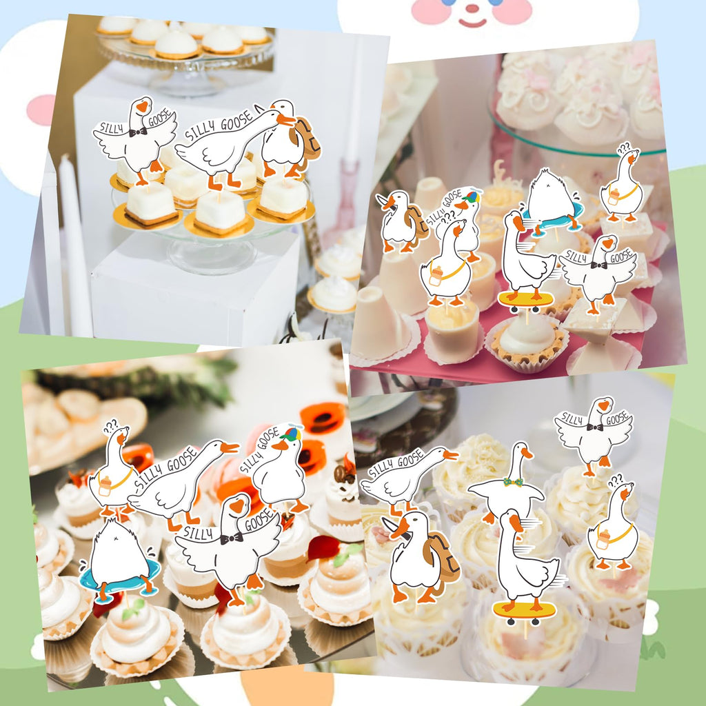 Aposwow One Goose Birthday Decor - 40-Pack Goose Cupcake Toppers for Party Fun