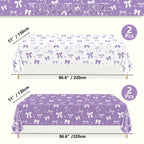 APUXXJUPA 4 Pcs Purple Bow Tablecloths – 51 x 86 in White & Purple Birthday Decor