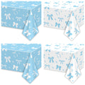 APUXXJUPA 4 Pcs Blue Bow Tablecloths | Blue & White Bow Party Decor