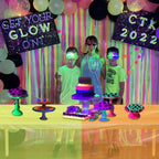 APUXXJUPA 4-Piece Glow-in-the-Dark Neon Tablecloth Set – 51x86 in