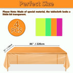 APUXXJUPA 4-Piece Glow-in-the-Dark Neon Tablecloth Set – 51x86 in