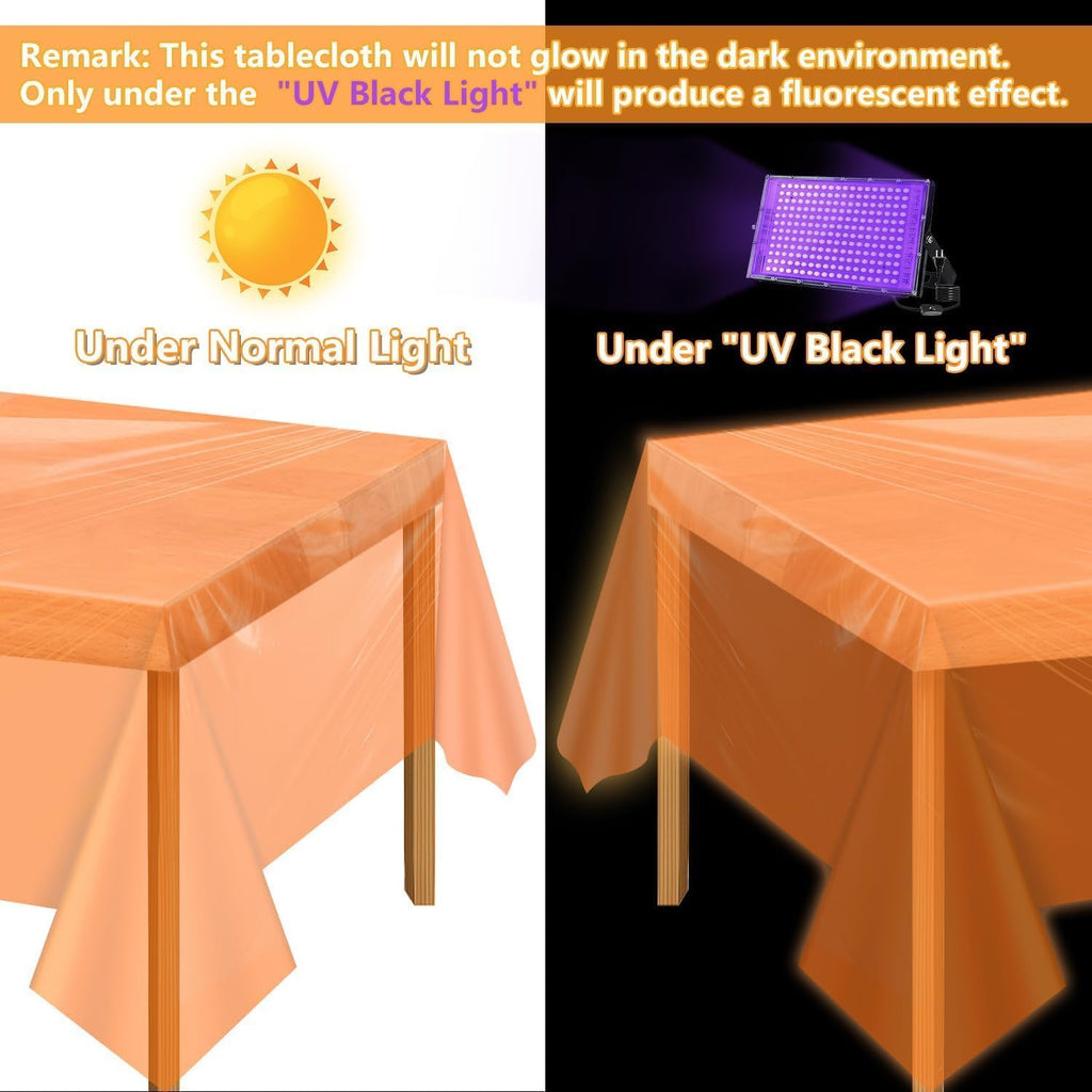 APUXXJUPA 4-Piece Glow-in-the-Dark Neon Tablecloth Set – 51x86 in
