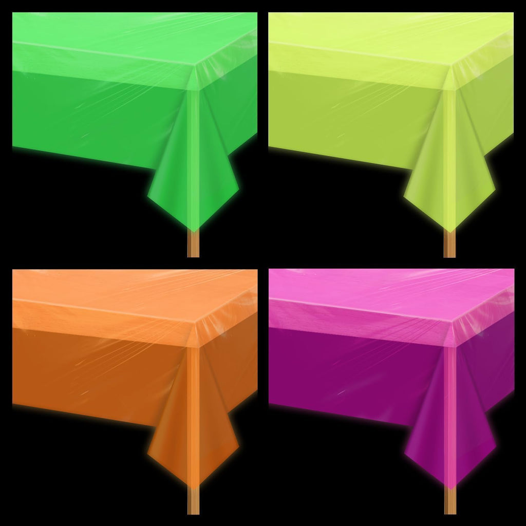 APUXXJUPA 4-Piece Glow-in-the-Dark Neon Tablecloth Set – 51x86 in