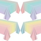APUXXJUPA 4 Pcs Pastel Rainbow Tablecloths – 51x86 Inch Waterproof Party Covers for Kids’ Parties, Easter & Weddings