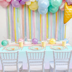 APUXXJUPA 4 Pcs Pastel Rainbow Tablecloths – 51x86 Inch Waterproof Party Covers for Kids’ Parties, Easter & Weddings