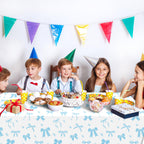 APUXXJUPA 4 Pcs Blue Bow Tablecloths | Blue & White Bow Party Decor