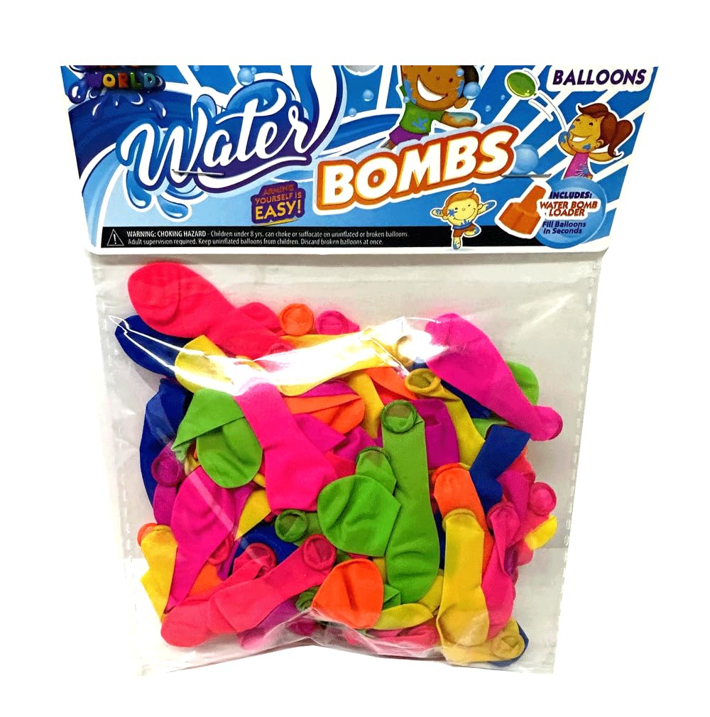 Arcady 100 Pcs Assorted Water Balloons with Filler – Latex 3 to 5 Inches | Poly Bag