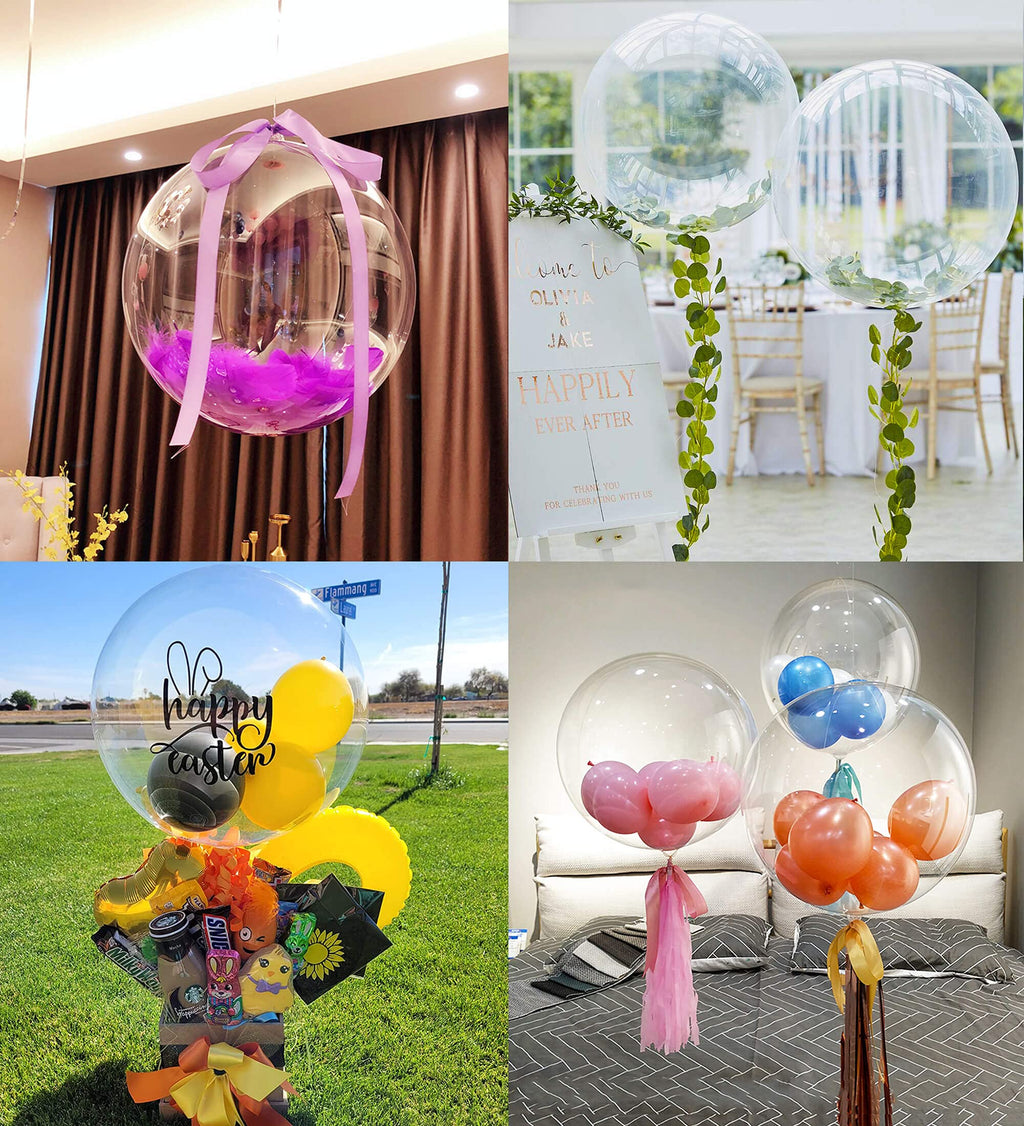 Aredpoook 36-Inch Bobo Balloons – 12-Pack Clear Bubble Balloons
