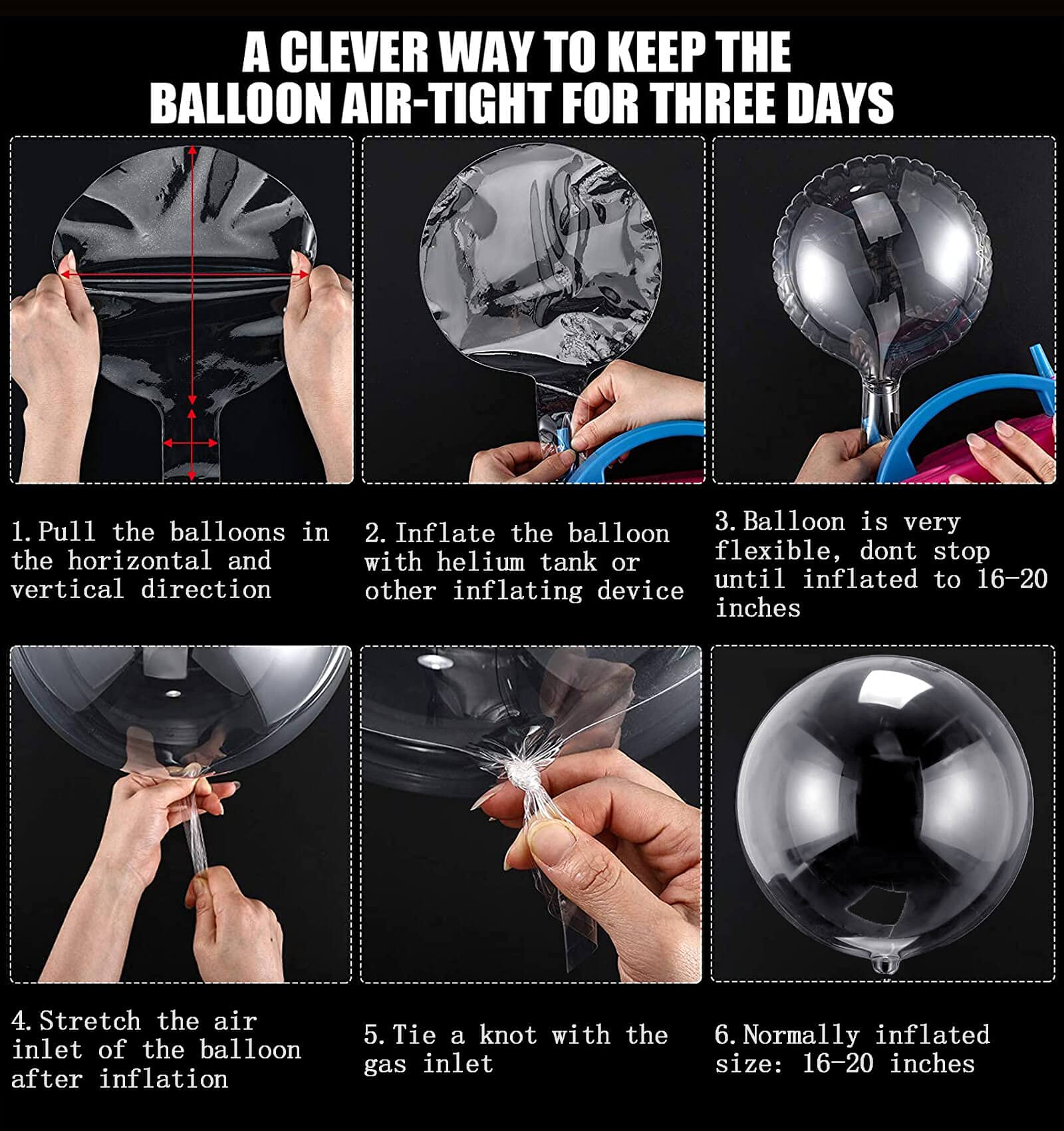 Aredpoook 20-Inch Bobo Balloons – 40 Clear Bubble Balloons for Weddings & Parties