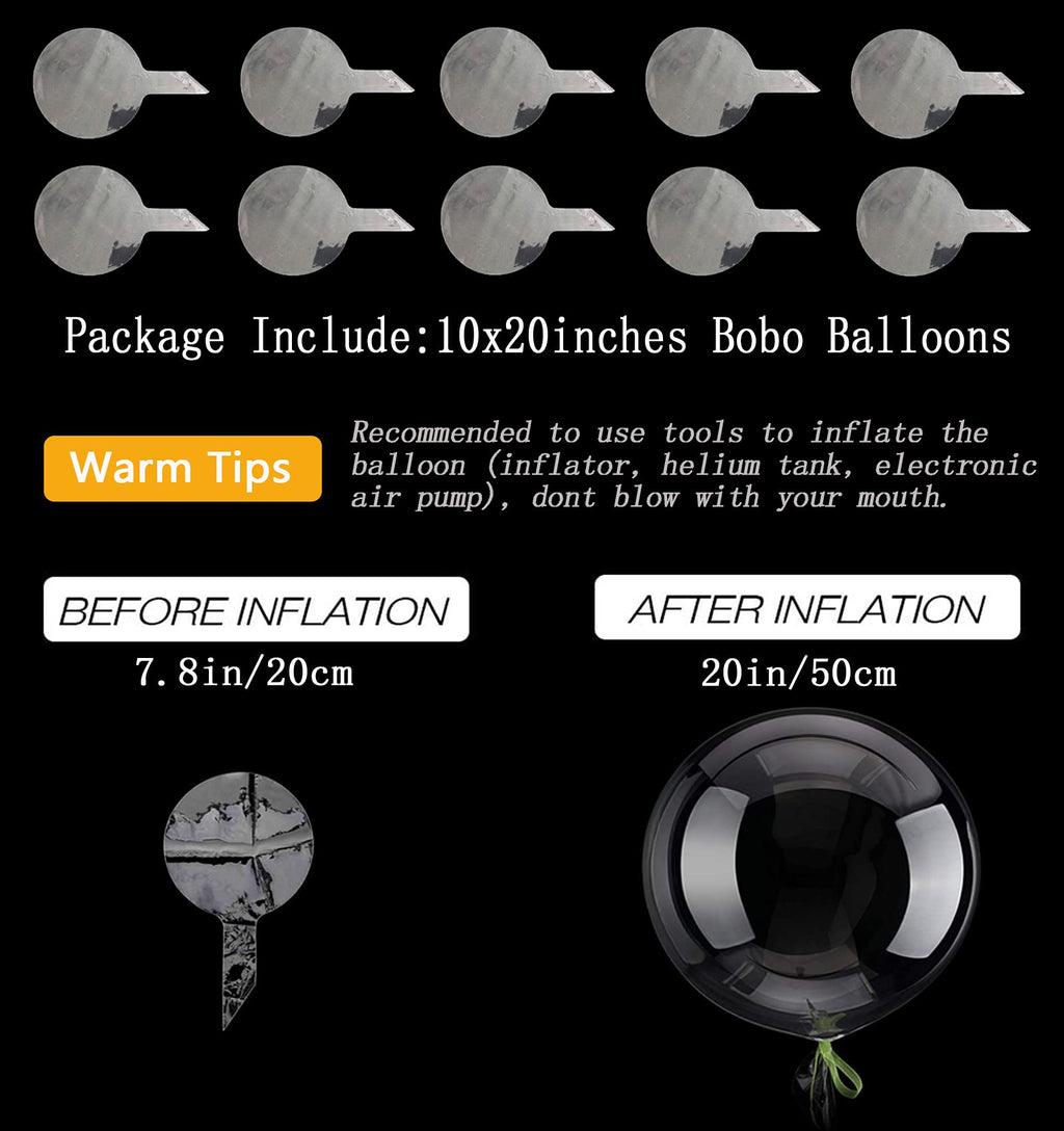 Aredpoook 20-Inch Bobo Balloons – 10 Clear Bubble Balloons for Weddings, Christmas & Birthday Parties