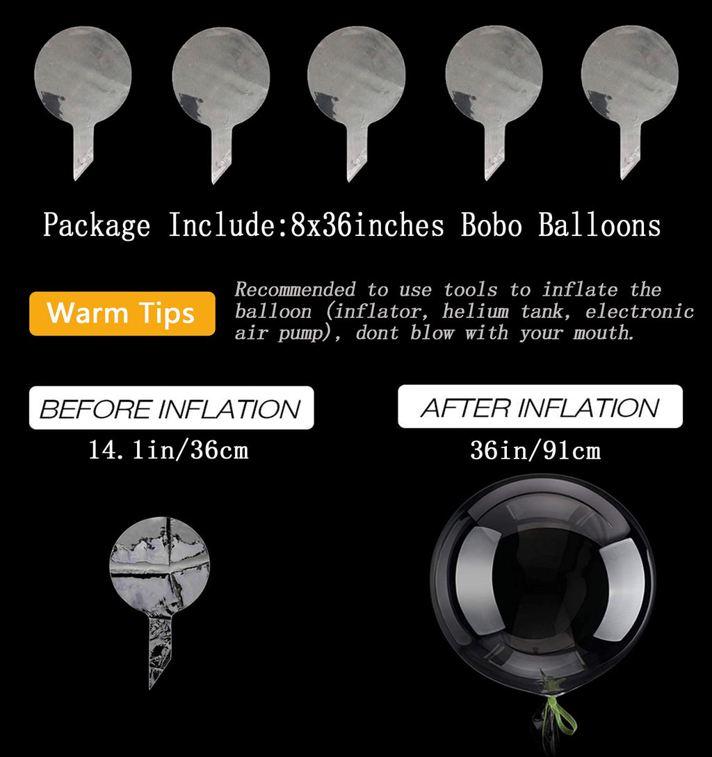 Aredpoook 36 Inch Bobo Balloons — 8 Clear Bubble Balloons for Weddings, Christmas & Parties