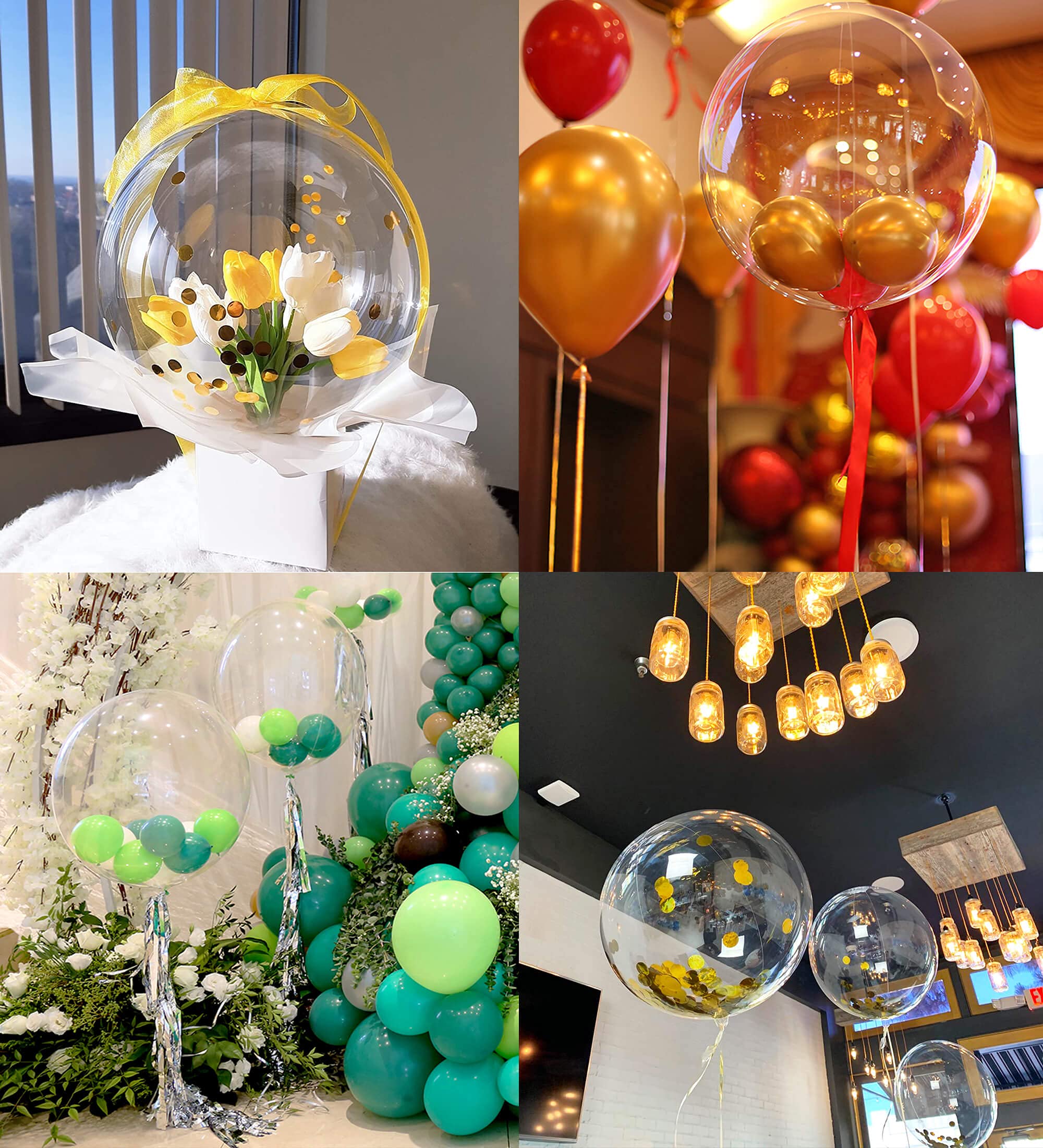 Aredpoook 20-Inch Bobo Balloons – 10 Clear Bubble Balloons for Weddings, Christmas & Birthday Parties