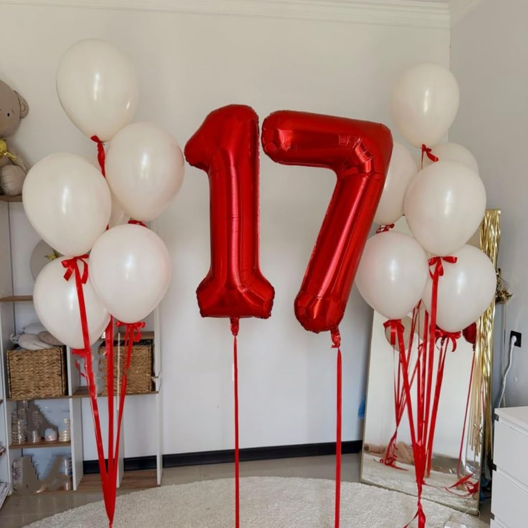 Argthjy 40 Inch Number Balloons – Multicolor Birthday Decor for 7th, 17th, 27th, 37th