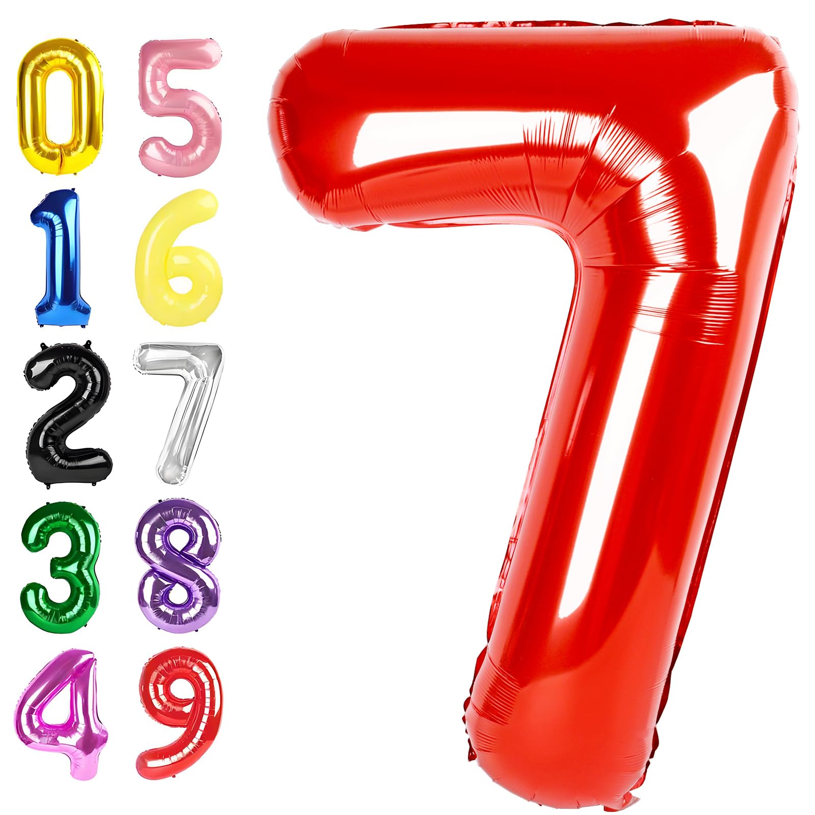 Argthjy 40 Inch Number Balloons – Multicolor Birthday Decor for 7th, 17th, 27th, 37th