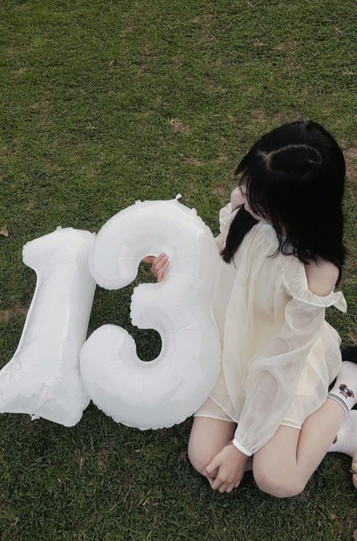 Argthjy 40-Inch Number 3 Balloon – White Foil Birthday Balloons