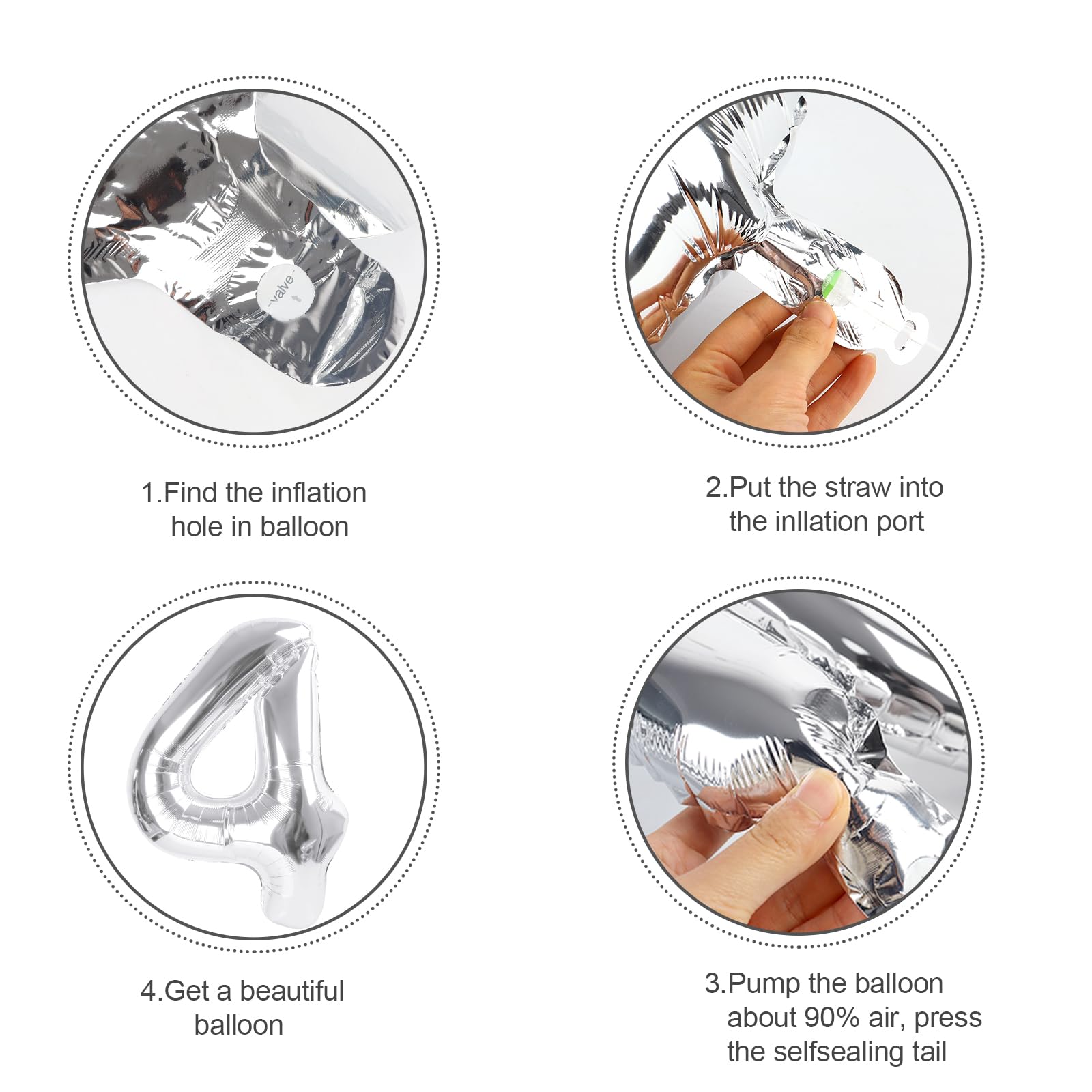 Argthjy 40 Inch 5 Number Balloon – Silver Foil Party Balloons