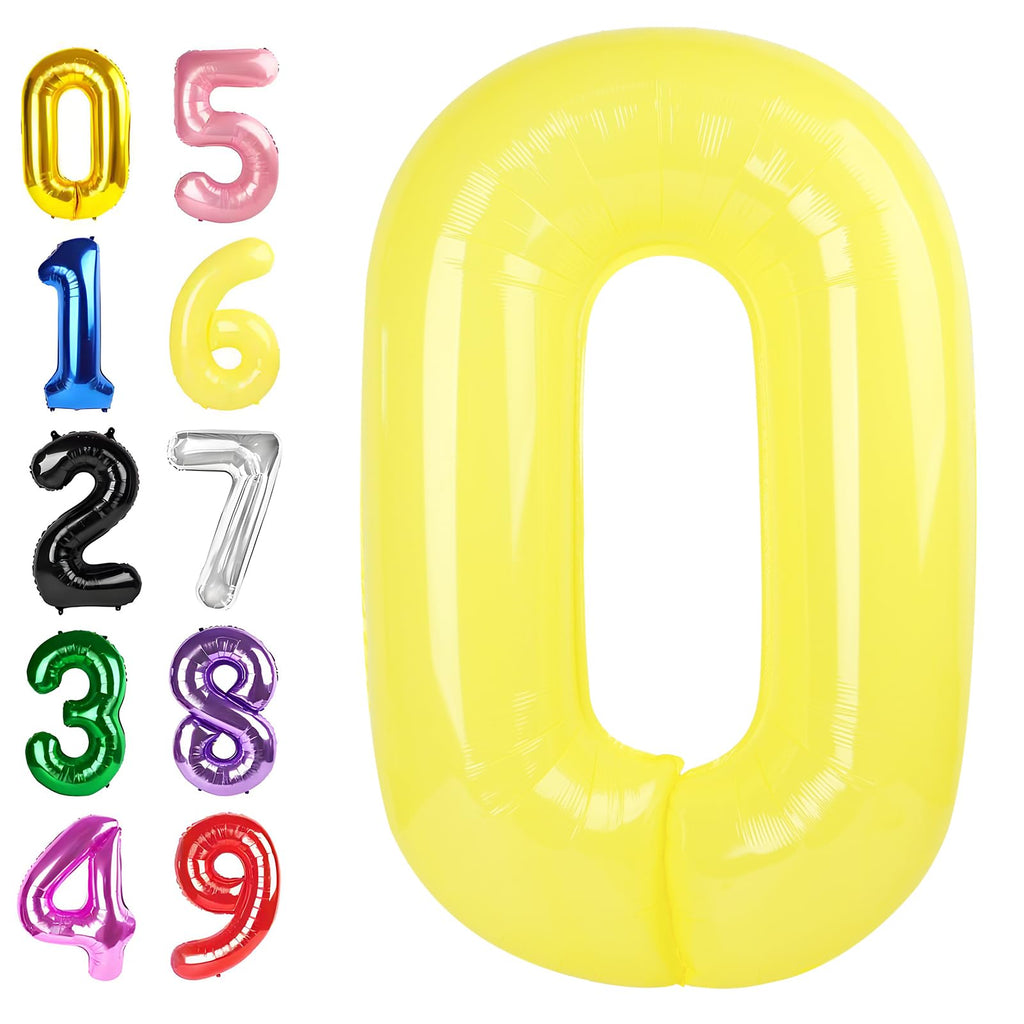 Argthjy 40-Inch Number Balloons – Yellow Foil Numeral 0 for Birthdays, Anniversaries, Baby Showers