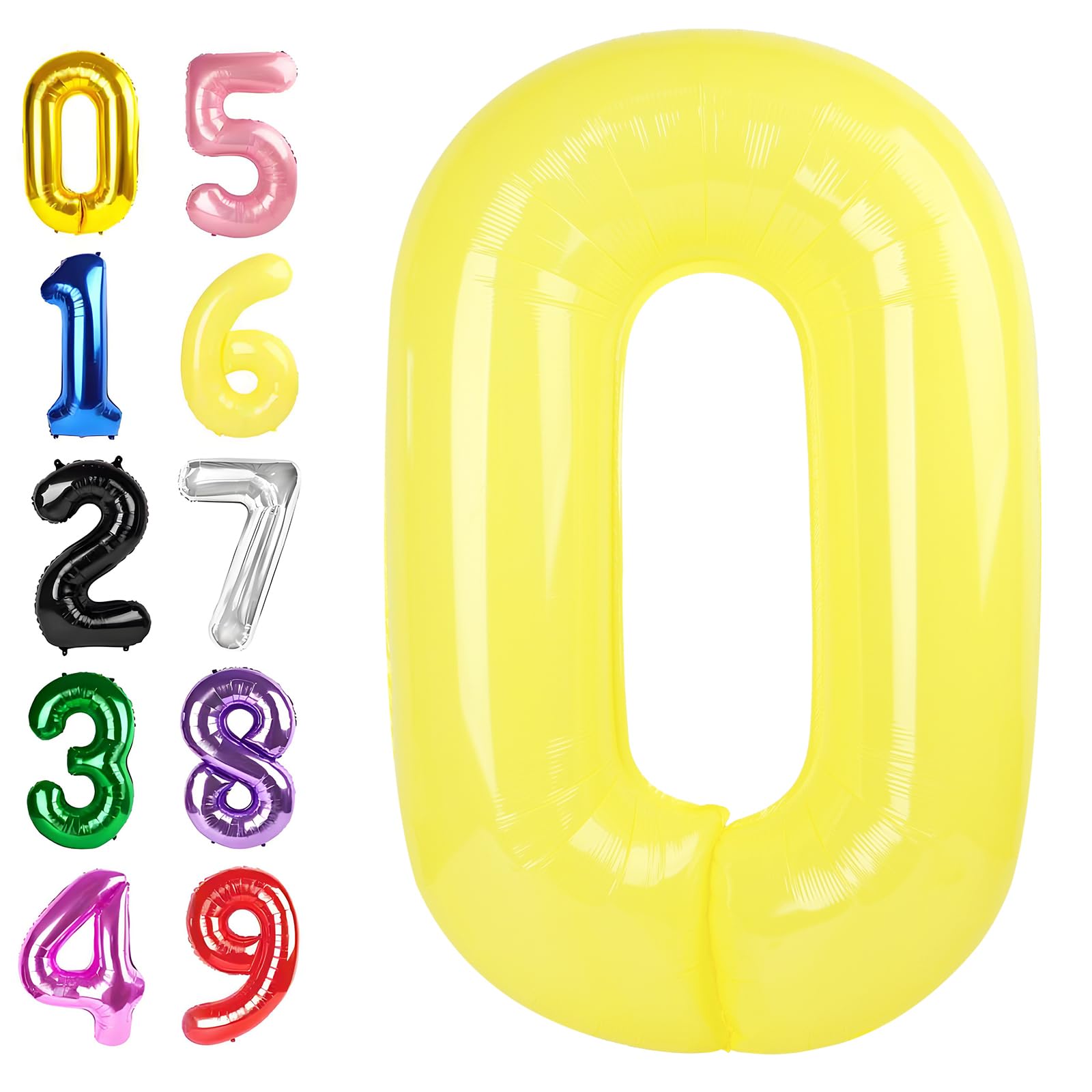Argthjy 40-Inch Number Balloons – Yellow Foil Numeral 0 for Birthdays, Anniversaries, Baby Showers